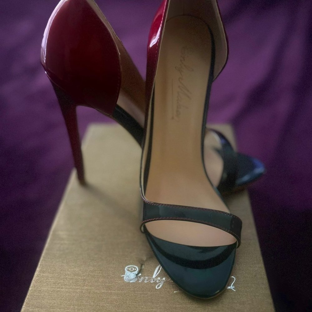 Red/Black Ombre Peep-Toe Stilettos – Size 8US/39EU
